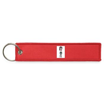 Chibi Schoolgirl in Green Uniform - Jet Tag Keychain - red - Front