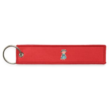 Blue Dress Cat in Sunhat - Jet Tag Keychain - red - Front