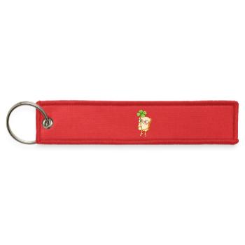 Bread Tony Lucky Clover – Cute Bread Cartoon  - Jet Tag Keychain - red - Front