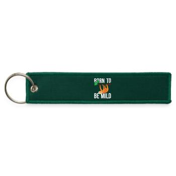 Born to Be Mild Funny Sloth Quote - Jet Tag Keychain - hunter green - Front