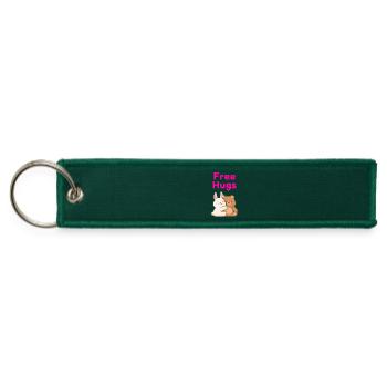 Free Hugs Bunny Bear Embrace - Jet Tag Keychain - hunter green - Front