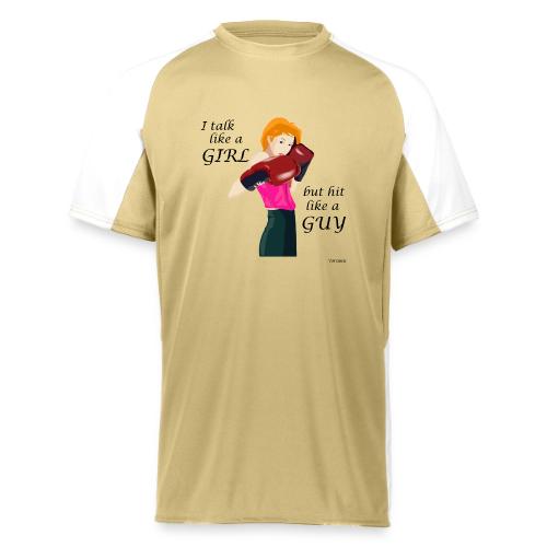 Blonde - I talk like a girl but hit like a guy - Augusta Sportswear Adult Cutter Jersey
