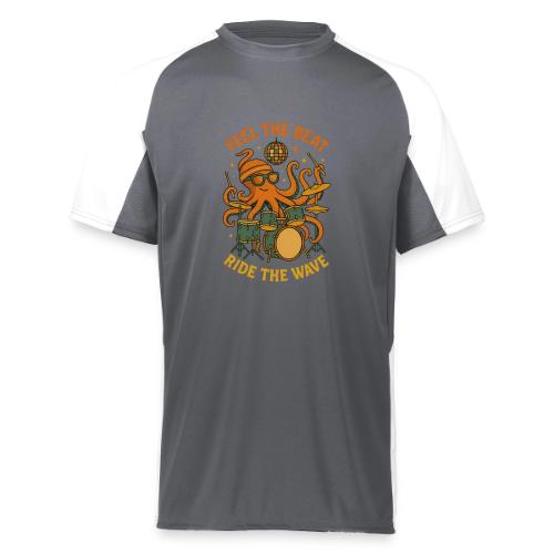 Feel the Beat Octopus Drummer Retro 70s t-shirt - Augusta Sportswear Adult Cutter Jersey
