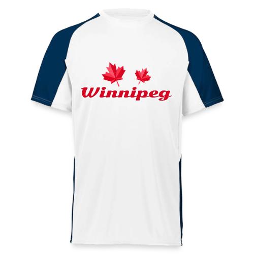 Winnipeg with two red maple leaves - Augusta Sportswear Adult Cutter Jersey