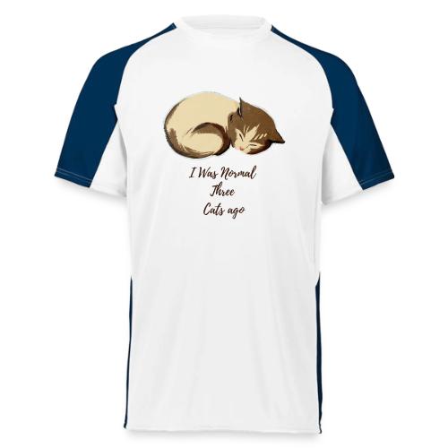 I Was Normal Three Cats Ago Funny Cat T-Shirt - Augusta Sportswear Adult Cutter Jersey