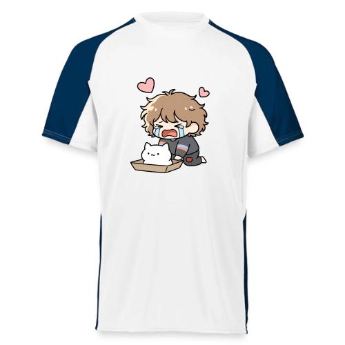 Crying Chibi Boy with Stray Cat - Augusta Sportswear Adult Cutter Jersey