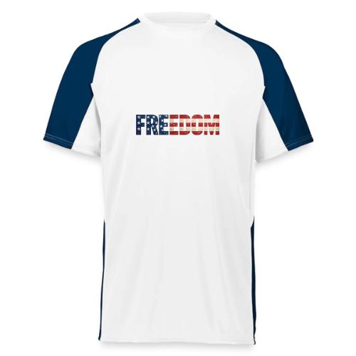 Freedom American Flag Distressed Patriotic Shirt - Augusta Sportswear Adult Cutter Jersey