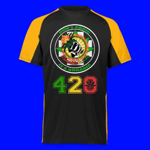 Playful 420 On Fire Organic Weed Marijuana Design - Augusta Sportswear Adult Cutter Jersey
