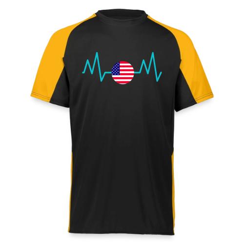 Heartbeat USA Flag – Patriotic American Pride Tee - Augusta Sportswear Adult Cutter Jersey