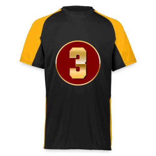 Number 3 in Gold Varsity Font - Augusta Sportswear Adult Cutter Jersey