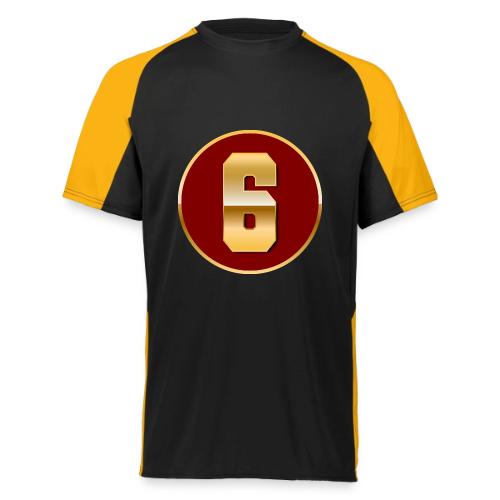 Number 6 in Gold Varsity Font - Augusta Sportswear Adult Cutter Jersey