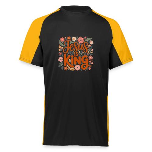 Jesus Is King – Floral Christian Typography Design - Augusta Sportswear Adult Cutter Jersey