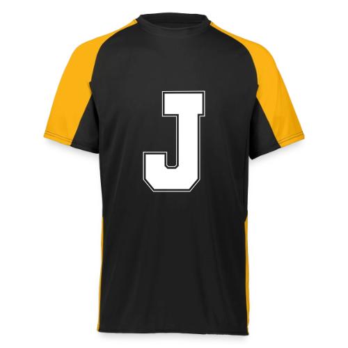 White Letter J – Varsity Alphabet Monogram - Augusta Sportswear Adult Cutter Jersey
