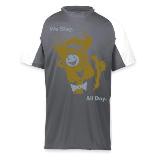 We Slay All Day Shiny Shirt Metallic Silver & Gold - Augusta Sportswear Adult Cutter Jersey