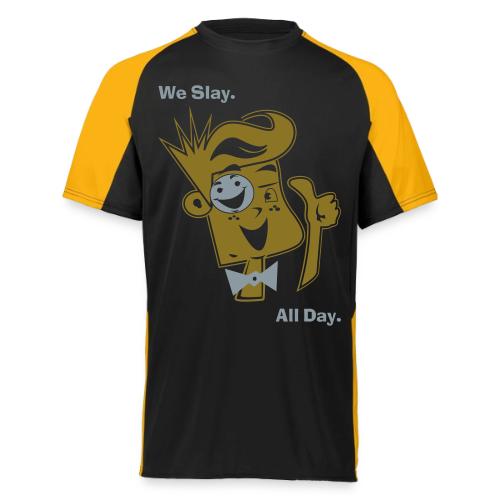 We Slay All Day Shiny Shirt Metallic Silver & Gold - Augusta Sportswear Adult Cutter Jersey