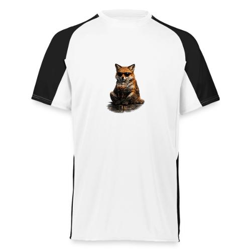 Cool Red Fox Wearing Sunglasses Drinking Coffee - Augusta Sportswear Adult Cutter Jersey