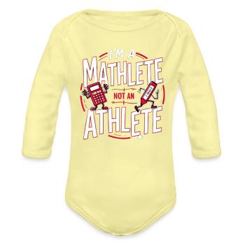 Maths Enthousiaste fanny design - Organic Long Sleeve Baby Bodysuit - washed yellow - Front
