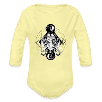 Winged Dagger Sigil - Organic Long Sleeve Baby Bodysuit - washed yellow - Front