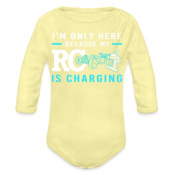Rc Car Racing Remote Controlled Cars - Organic Long Sleeve Baby Bodysuit - washed yellow - Front