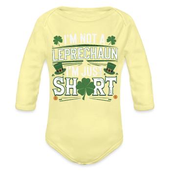 I'm Not a Leprechaun I'm Just Short - Organic Long Sleeve Baby Bodysuit - washed yellow - Front