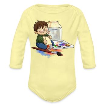 Cutesy Artist - Organic Long Sleeve Baby Bodysuit - washed yellow - Front