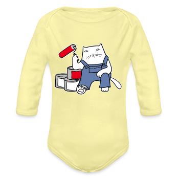 Wall painter  - Organic Long Sleeve Baby Bodysuit - washed yellow - Front