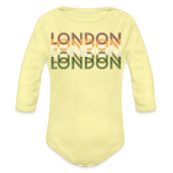 London  - Organic Long Sleeve Baby Bodysuit - washed yellow - Front