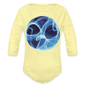 Tree of Life – Fractal Design - Organic Long Sleeve Baby Bodysuit - washed yellow - Front