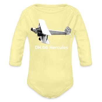 DH.66 Hercules Vintage Biplane Hi-Res - Organic Long Sleeve Baby Bodysuit - washed yellow - Front