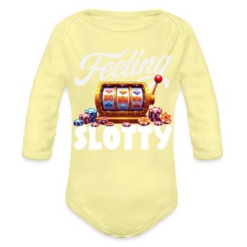 Feeling Slotty Big Win Slot Machine Casino - Organic Long Sleeve Baby Bodysuit - washed yellow - Front