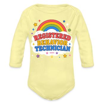 Registered Behavior Technician RBT - Organic Long Sleeve Baby Bodysuit - washed yellow - Front