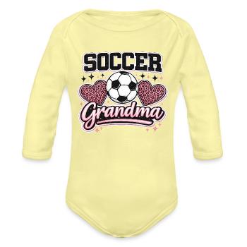 Soccer Grandma Pink Leopard Print Hearts Sports Fa - Organic Long Sleeve Baby Bodysuit - washed yellow - Front