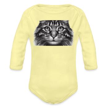 Gothic Cosmic Cat – Forêt et Galaxie Sombre et Surréaliste - Cache-couche à manches longues bio - jaune lave - Devant