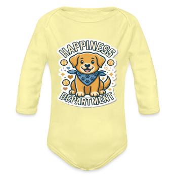 Happiness Department - Organic Long Sleeve Baby Bodysuit - washed yellow - Front