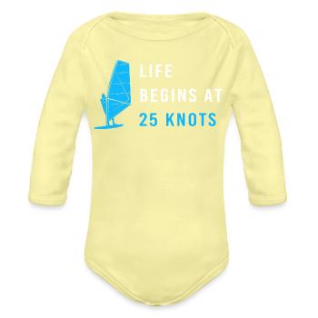Kite Boarding Water Sport Windsurfing - Organic Long Sleeve Baby Bodysuit - washed yellow - Front