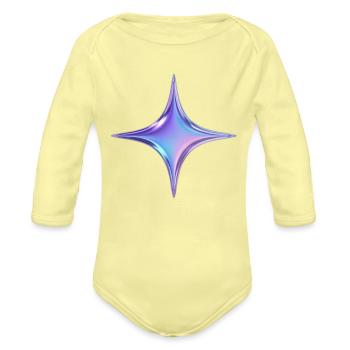 Pastel Neon Starburst - Organic Long Sleeve Baby Bodysuit - washed yellow - Front