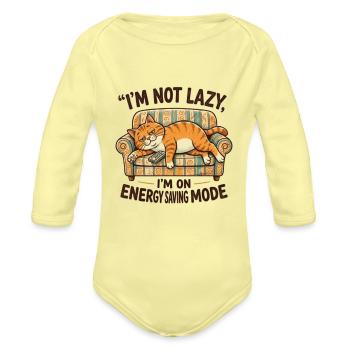 Lazy_Cat - Organic Long Sleeve Baby Bodysuit - washed yellow - Front