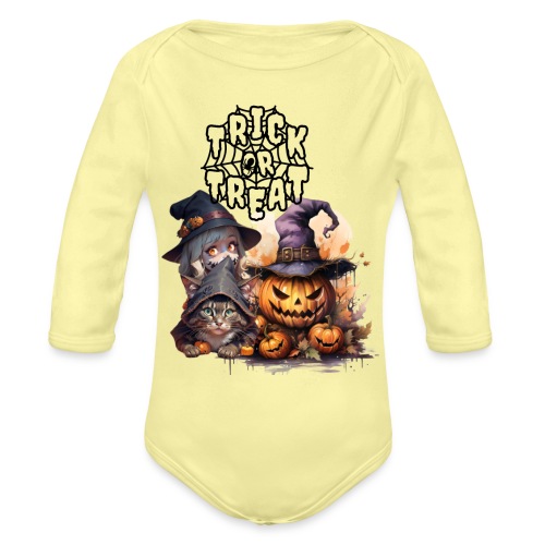 Trick or Treat for Halloween - Organic Long Sleeve Baby Bodysuit