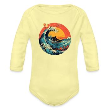 Kitesurfer Kiteboard Kitesurfing Kite-Surf-board - Organic Long Sleeve Baby Bodysuit - washed yellow - Front