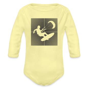 Kitesurfer Kiteboard Kitesurfing Kite-Surf-board - Organic Long Sleeve Baby Bodysuit - washed yellow - Front