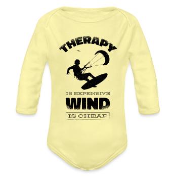 Kitesurfer Kiteboards Kitesurfing Kite-Surf-board - Organic Long Sleeve Baby Bodysuit - washed yellow - Front