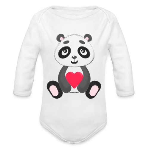 Sweetheart Panda - Organic Long Sleeve Baby Bodysuit