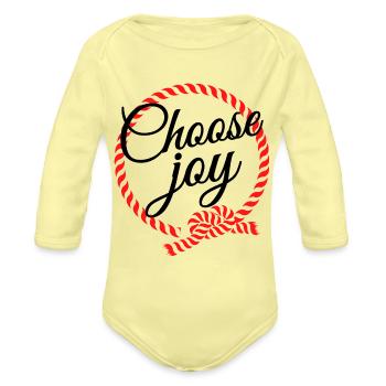 Choose Joy - Organic Long Sleeve Baby Bodysuit - washed yellow - Front