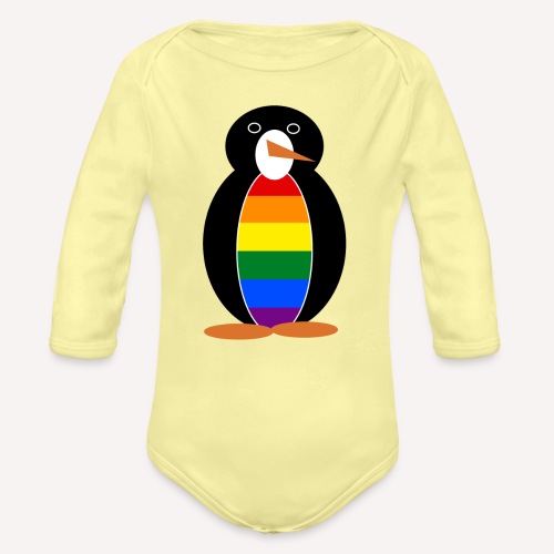 Gay Pride Penguin - Organic Long Sleeve Baby Bodysuit