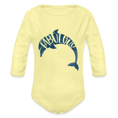 Fabulous Dolphin, Blue - Organic Long Sleeve Baby Bodysuit
