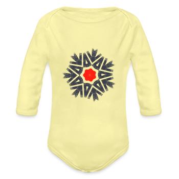 Pointing Arrows - Organic Long Sleeve Baby Bodysuit - washed yellow - Front