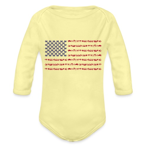 American Flag made from Coastal Wildlife - Organic Long Sleeve Baby Bodysuit