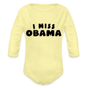 i miss obama 1 - Organic Long Sleeve Baby Bodysuit - washed yellow - Front