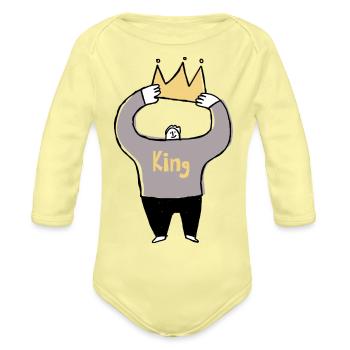 King - Organic Long Sleeve Baby Bodysuit - washed yellow - Front