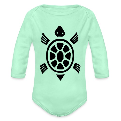 turtle sea - Organic Long Sleeve Baby Bodysuit